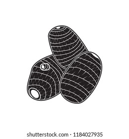 taro doodle icon flat black