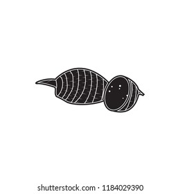 taro doodle icon flat black