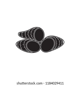 taro doodle icon flat black