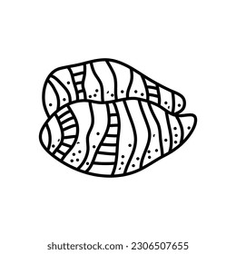 Ilustración vectorial del icono del contorno del garabato de Taro. Esbozo de línea dibujada a mano de Taro