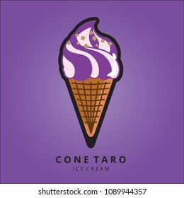 Taro Ice Cream Vector Logo Illustration