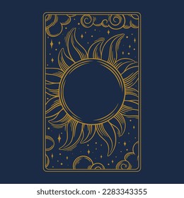 Tarot aesthetic card. Occult tarot design for oracle card covers. Vector illustration isolated in blue background