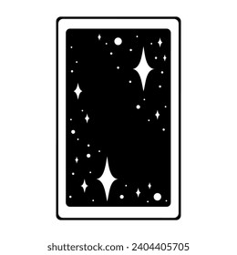 Tarot aesthetic card with stars. Outline tarot design for oracle card covers. Vector illustration isolated in white background