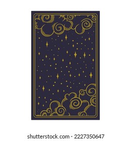 Tarot ästhetische goldene Karte. Astrologisches Tarot-Design für Orakelkartenabdeckungen. Vektorgrafik einzeln auf blauem Hintergrund