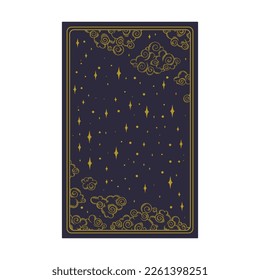Tarot aesthetic golden card. Bohemian tarot design for oracle card covers. Vector illustration isolated in blue background