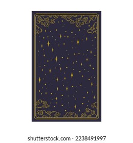 Tarot aesthetic golden card. Decorative tarot design for oracle card covers. Vector illustration isolated in blue background