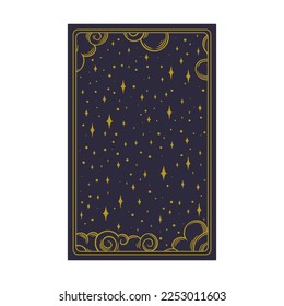 Tarot aesthetic golden card. Magic tarot design for oracle card covers. Vector illustration isolated in blue background