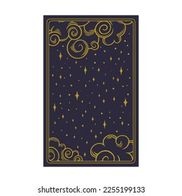 Tarot aesthetic golden card. Nocturnal tarot design for oracle card covers. Vector illustration isolated in blue background