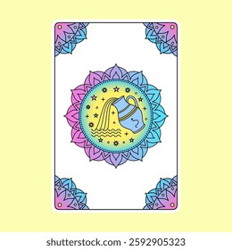 Tarot card with Aquarius zodiac sign