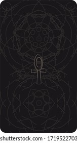 Tarot Card Back Design. Coptic Cross. Ankh