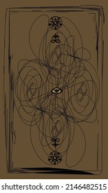 Tarot card back design. The Leviathan Cross. All-seeing eye. Reverse side