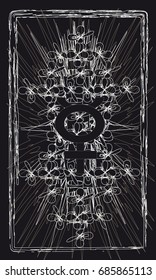 Tarot card - back design.  Mercury symbol 