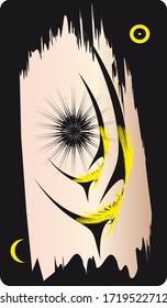 Tarot card back design. Moon and Sun