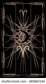 Tarot card - back design.  Moon in Aries