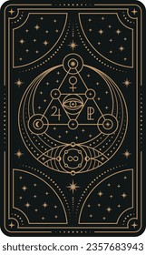 Tarot card back design. Mystical esoteric symbols