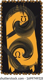Tarot card back design. Omega, symbol