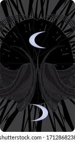 Tarot card back design. Two Moons 