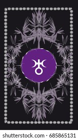 Tarot card - back design.  Uranus symbol


