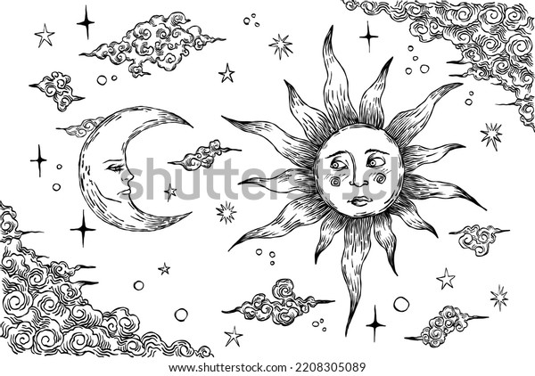 Tarot Card Back Side Moon Sun Stock Vector (Royalty Free) 2208305089 ...