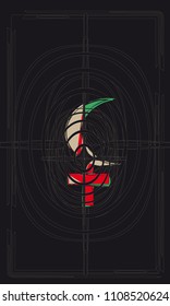 Tarot card back -symbolic composition. Lilith