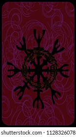 Tarot card back - symbolic composition. Uroboros. Serpent or dragon eating its own tail 