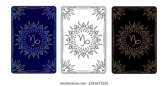 Tarjeta de tarot con Capricornio zodiac Iniciar sesión diferentes variaciones de diseño. 