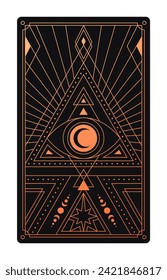 Tarot card concept. Mysticism and esotericism. Spirituality with golden ornament and pattern. Fortune teller and prediction. Cartoon flat vector illustration isolated on white background