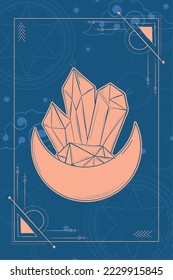 Tarot card with diamond esoteric sketch icon Vector illustration