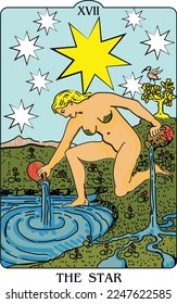 Tarot card of the first arcana - star