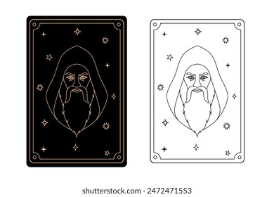 Tarotkarteneinsiedler. Die Hauptarkane eines Kartenstapels.