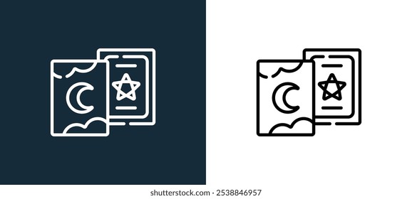 tarot card icon isolated on white and black colors. tarot card outline linear vector icon from magic collection for mobile apps, web and ui.