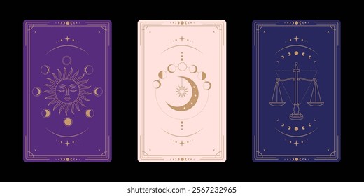 Tarot card illustration flat design background