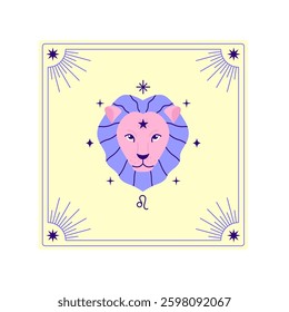 Tarot card with Lion zodiac sign 