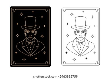 Tarot card magician. The major arcana of a deck of cards.