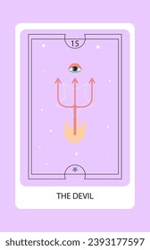 Tarot card major The Devil. Hand drawn vector illustration.