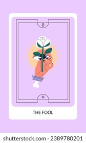 Tarot card major The Fool. Hand drawn vector illustration.
