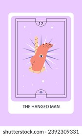 Tarot card major The Hanged Man. Hand drawn vector illustration.