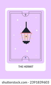 Tarot card major The Hermit. Hand drawn vector illustration.