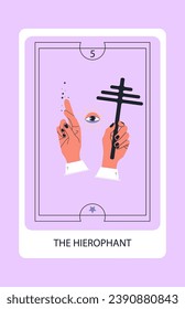 Tarot Karte Dur Die Hierophant. Handgezeichnete Vektorgrafik.