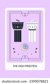 Tarot card major The High Priestess. Hand drawn vector illustration.