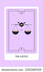 Tarot card major The Justice. Hand drawn vector illustration.