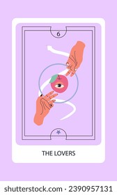 Tarot card major The Lovers. Hand drawn vector illustration.