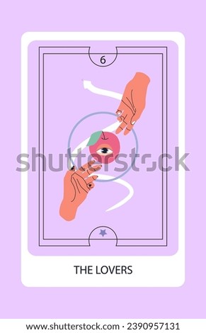 Tarot card major The Lovers. Hand drawn vector illustration.