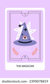 Tarot card major The Magician. Hand drawn vector illustration.