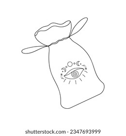 Tarot card pouch doodle art. Sketch. Vector illustration in minimalist style.