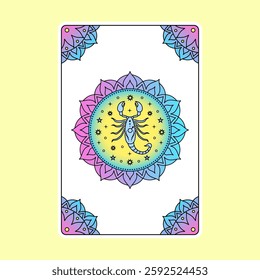 Tarot card with Scorpio zodiac sign