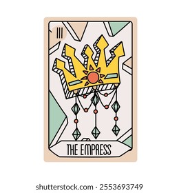 Tarot card is Senior Arcane the empress. Vector hand-drawn deck. Vintage style with engraving. Occult and alchemical symbolism. isolated illustration of a bright oracle. mysticism, magic, psychology