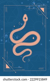 Tarjeta Tarot con esoteísmo de serpiente icono Icono Ilustración vectorial