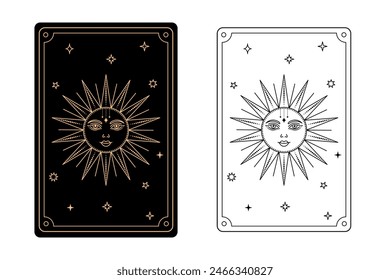 Tarot card  sun. The major arcana of a deck of  tarot cards.