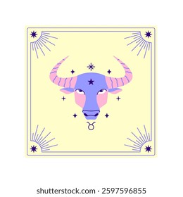 Tarot card with Taurus zodiac sign 